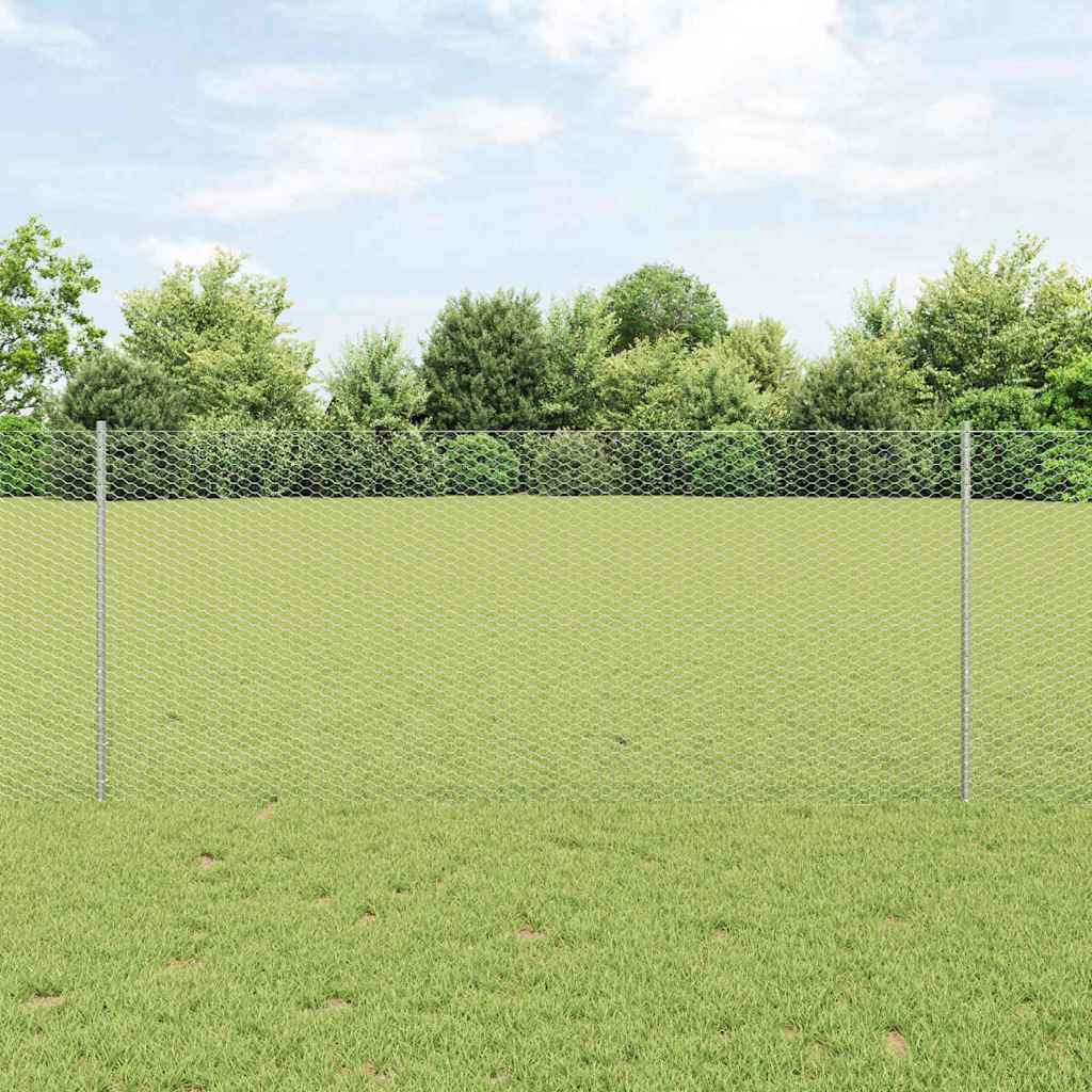Vidaxl hek met paal zilver 1 x 10 m staal