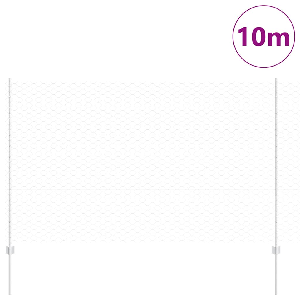 Vidaxl zeshoekig gaasgek met palen 10 x 1,5 m gegalvaniseerd staal