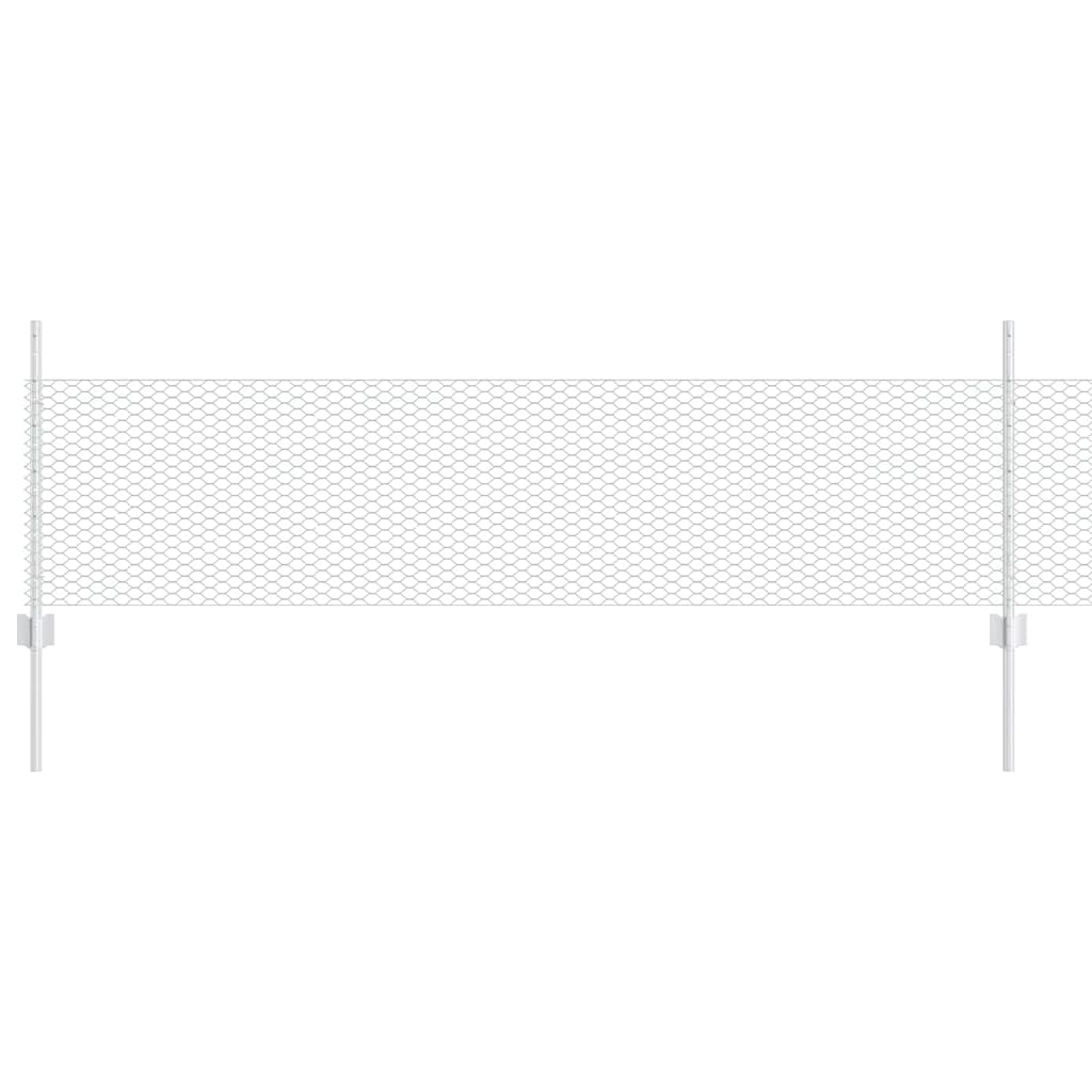 Vidaxl hek met paal zilver 0,5 x 25 m staal