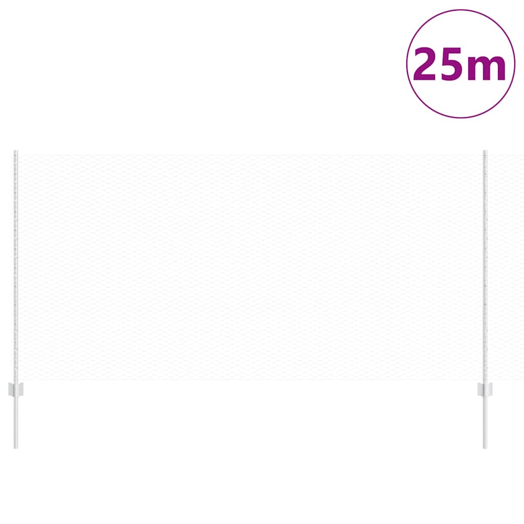 Vidaxl hek met paal zilver 1,2 x 25 m staal