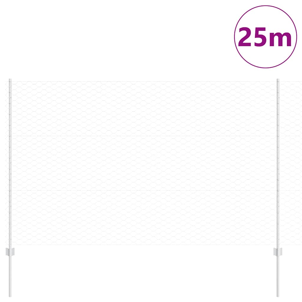 Vidaxl hek met paal zilver 1,5 x 25 m staal