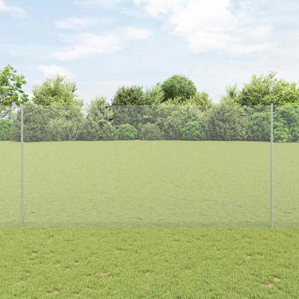 Vidaxl hek met paal zilver 1,6 x 25 m staal