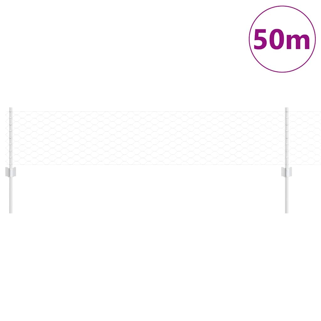 Vidaxl hek met paal zilver 0,4 x 50 m staal