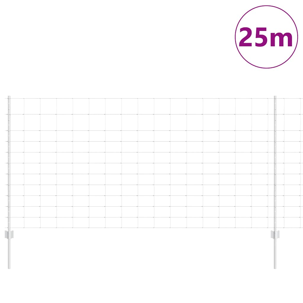 Vidaxl hek met paal zilver 1,2 x 25 m staal