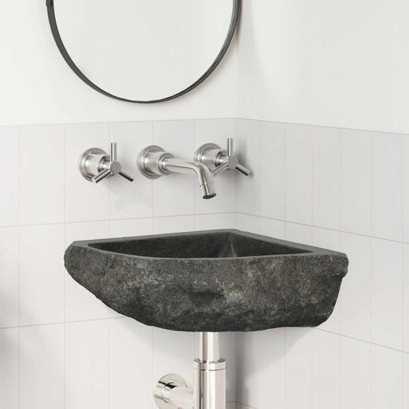 Vidaxl wasbak grijs (30-37) x (30-37) x 12 cm riviersteen