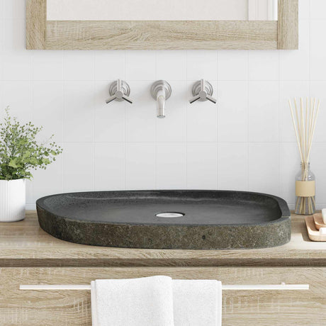 Vidaxl wasbak grijs 65 x 50 x 6 cm riviersteen