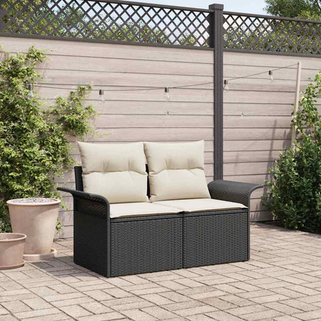 Vidaxl tuinbank met kussen zwart 141 x 62 x 69cm poly rattan