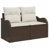 Vidaxl tuinbank met kussen bruin 121 x 62 x 69cm poly rattan