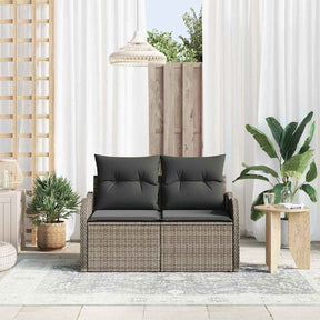 Vidaxl tuinbank met kussen grijs 121 x 62 x 69cm poly rattan