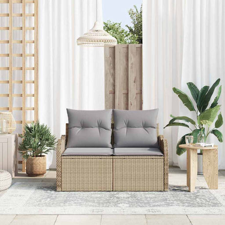 Vidaxl tuinbank met kussen beige 121 x 62 x 69cm poly rattan