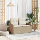 Vidaxl tuinbank met kussen beige 121 x 62 x 69cm poly rattan