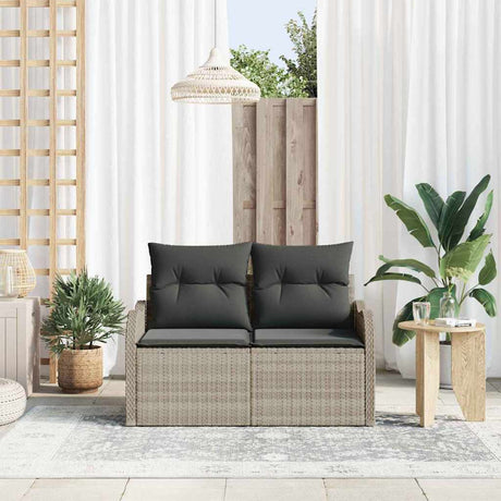 Vidaxl tuinbank met kussen lichtgrijs 121 x 62 x 69cm poly rattan