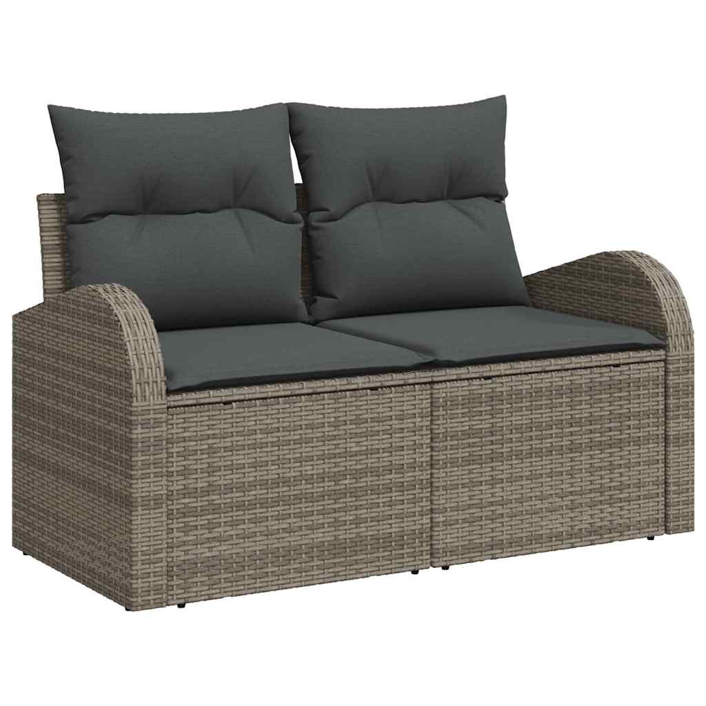 Vidaxl tuinbank met kussen grijs 124 x 62 x 69cm poly rattan