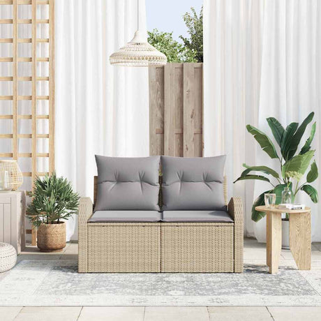Vidaxl tuinbank met kussen beige 124 x 62 x 69cm poly rattan