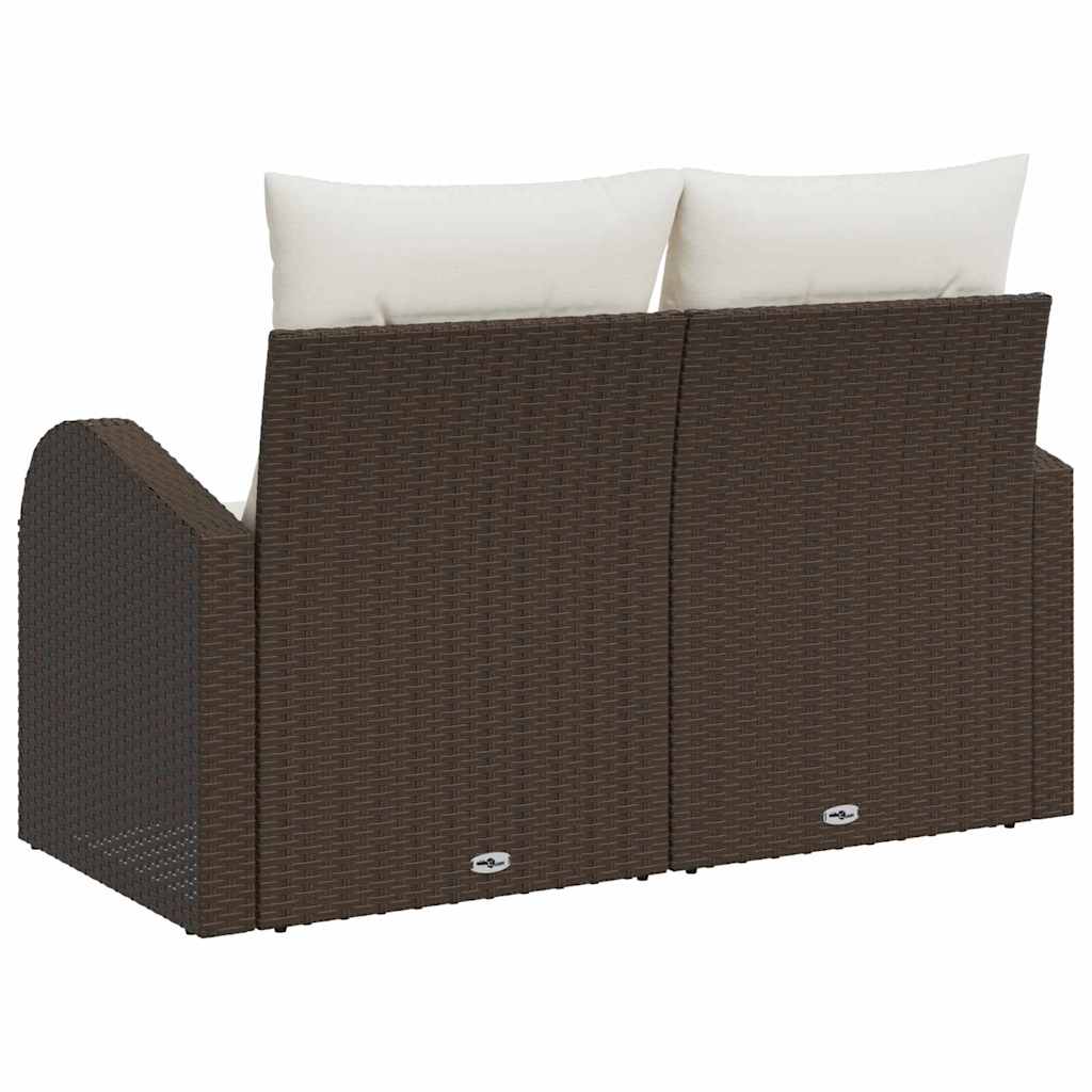 Vidaxl tuinbank met kussen bruin 124 x 62 x 69cm poly rattan