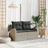 Vidaxl tuinbank met kussen lichtgrijs 124 x 62 x 69cm poly rattan
