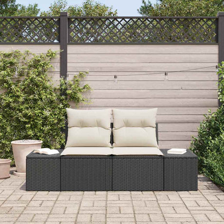 Vidaxl tuinbank met kussen zwart 184 x 62 x 69 cm poly rattan