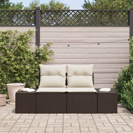 Vidaxl tuinbank met kussen bruin 184 x 62 x 69 cm poly rattan