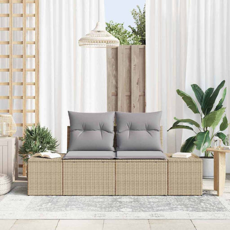 Vidaxl tuinbank met kussen beige 184 x 62 x 69 cm poly rattan