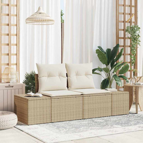 Vidaxl tuinbank met kussen beige 184 x 62 x 69 cm poly rattan