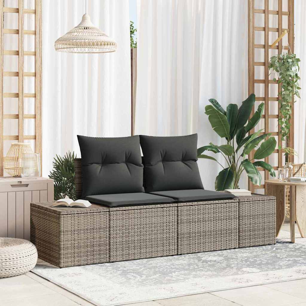 Vidaxl tuinbank met kussen grijs 184 x 62 x 69 cm poly rattan