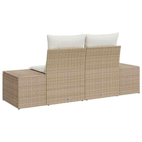 Vidaxl tuinbank met kussen beige 184 x 62 x 69 cm poly rattan