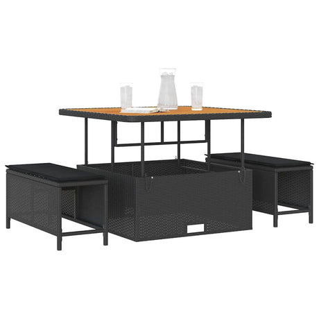 Vidaxl tuin eettafelset 3 st zwart poly rattan