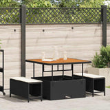 Vidaxl tuin eettafelset 3 st zwart poly rattan