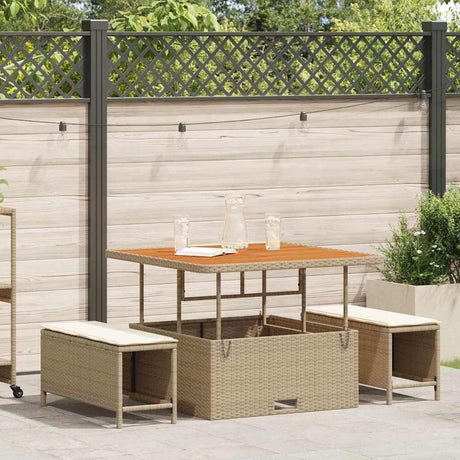 Vidaxl tuin eettafelset 3 st beige poly rattan