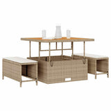 Vidaxl tuin eettafelset 3 st beige poly rattan
