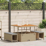 Vidaxl tuin eettafelset 3 st beige poly rattan