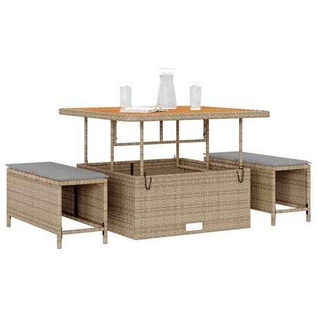Vidaxl tuin eettafelset 3 st beige poly rattan