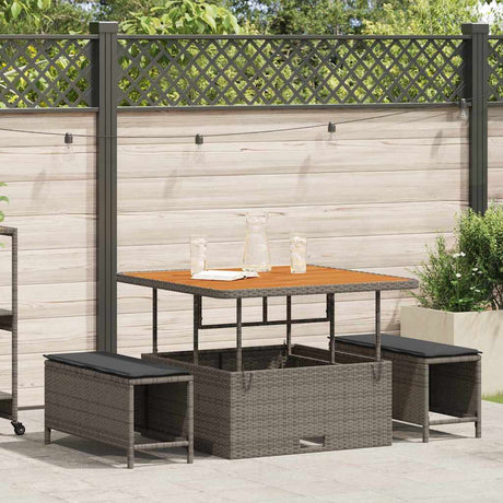 Vidaxl tuin eettafelset 3 st grijs poly rattan
