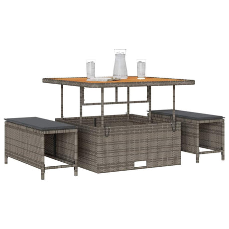 Vidaxl tuin eettafelset 3 st grijs poly rattan