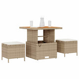 Vidaxl tuin eettafelset 3 st beige poly rattan