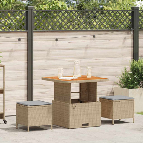 Vidaxl tuin eettafelset 3 st beige poly rattan