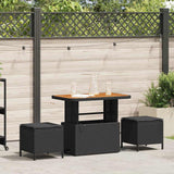 Vidaxl tuin eettafelset 3 st zwart poly rattan