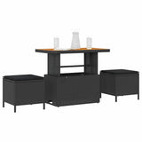 Vidaxl tuin eettafelset 3 st zwart poly rattan