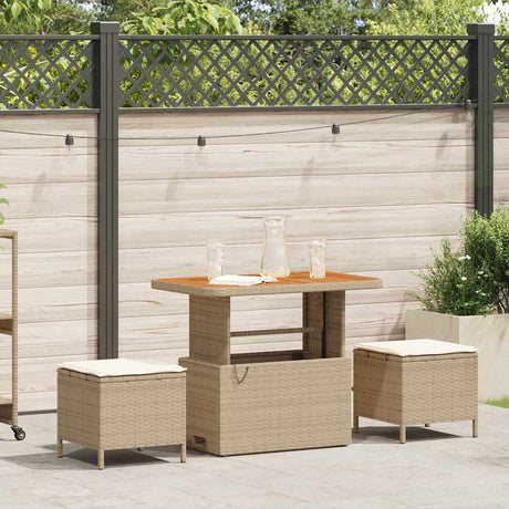 Vidaxl tuin eettafelset 3 st beige poly rattan