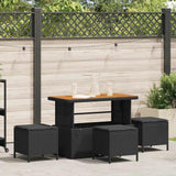 Vidaxl tuin eettafelset 4 st zwart poly rattan