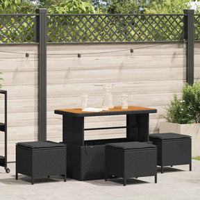 Vidaxl tuin eettafelset 4 st zwart poly rattan