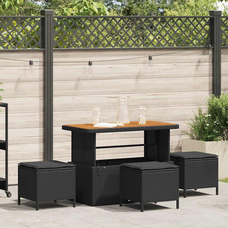 Vidaxl tuin eettafelset 4 st zwart poly rattan