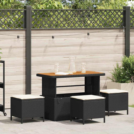 Vidaxl tuin eettafelset 4 st zwart poly rattan