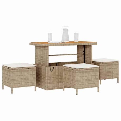 Vidaxl tuin eettafelset 4 st beige poly rattan