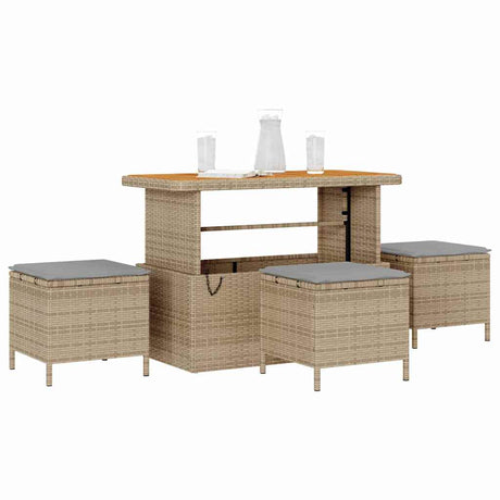 Vidaxl tuin eettafelset 4 st beige poly rattan