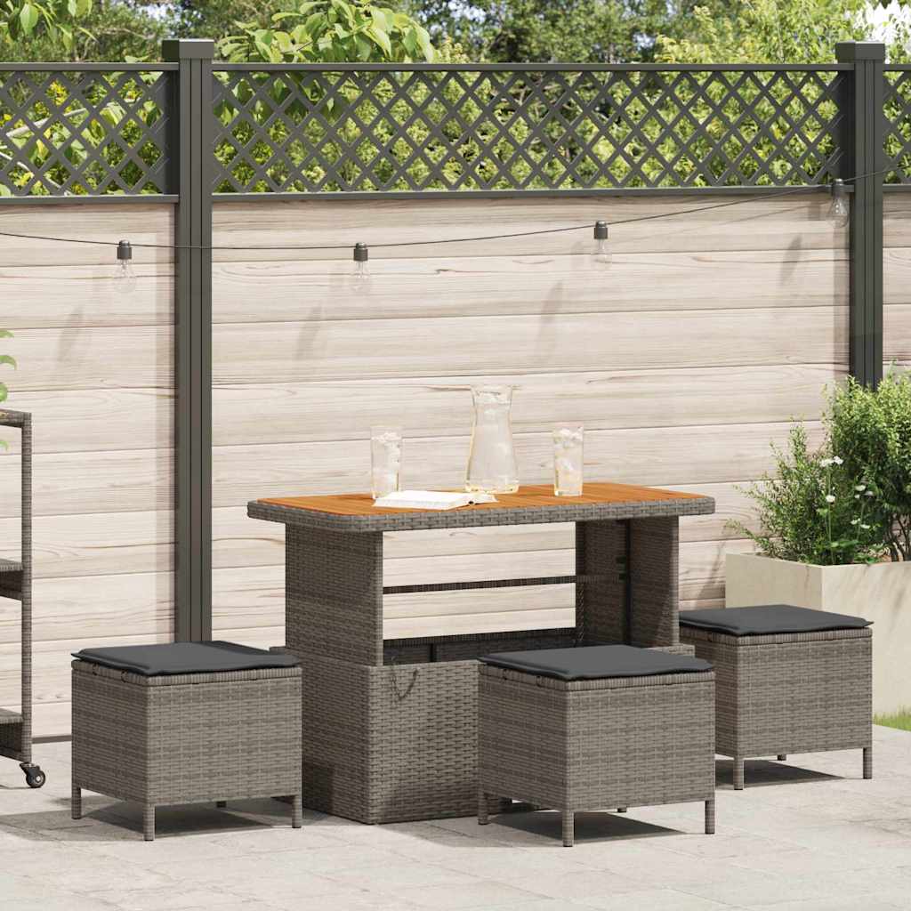 Vidaxl tuin eettafelset 4 st grijs poly rattan