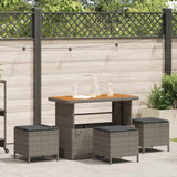 Vidaxl tuin eettafelset 4 st grijs poly rattan