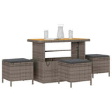 Vidaxl tuin eettafelset 4 st grijs poly rattan