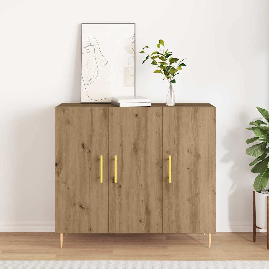 Vidaxl dressoir artisan eiken 90 x 34 x 80 cm bewerkt hout