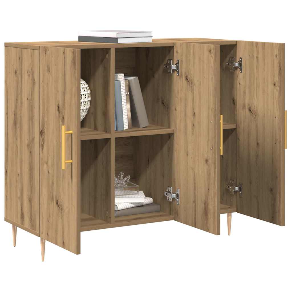 Vidaxl dressoir artisan eiken 90 x 34 x 80 cm bewerkt hout